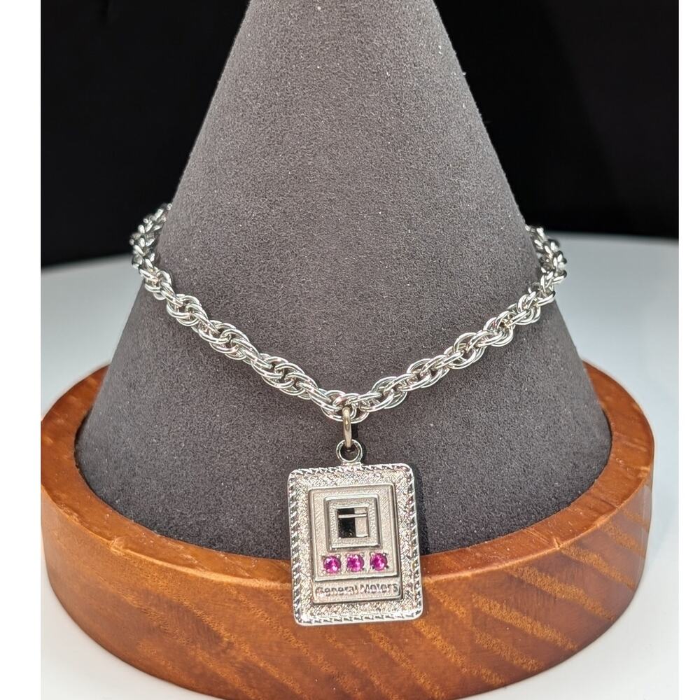 Vtg Gold-Filled General Motors GM Anniversary Three Ruby Service Award Bracelet